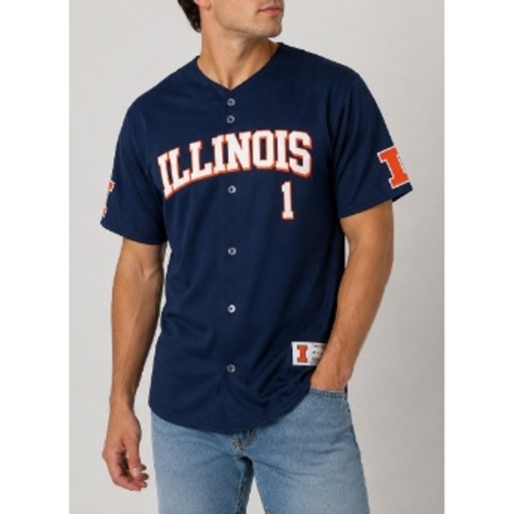 Champion Men's Navy Illinois Fighting Illini Sublimated‎ Baseball Jersey Size M
